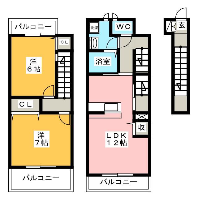 グリーンパーク(2LDK/2階)の間取り写真