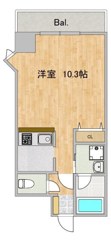 フェルテ高波(1K/3階)の間取り写真