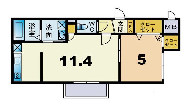 アクアトピア福住(1LDK/3階)の間取り写真