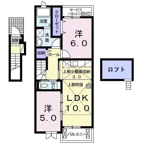 ナテュール(2LDK/2階)の間取り写真