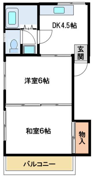 ハイツヤマモト(2DK/2階)の間取り写真