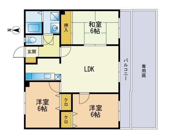 レジオン・ドヌールA(3LDK/1階)の間取り写真