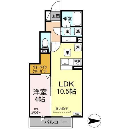COZY SPACE(1LDK/1階)の間取り写真