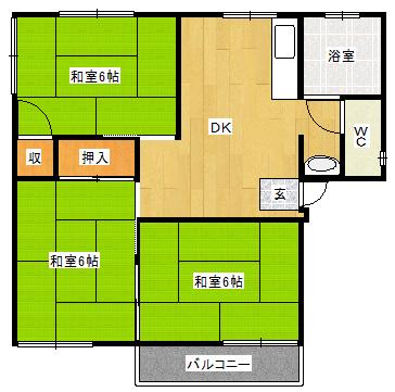 コーポ佐々木(3DK/1階)の間取り写真