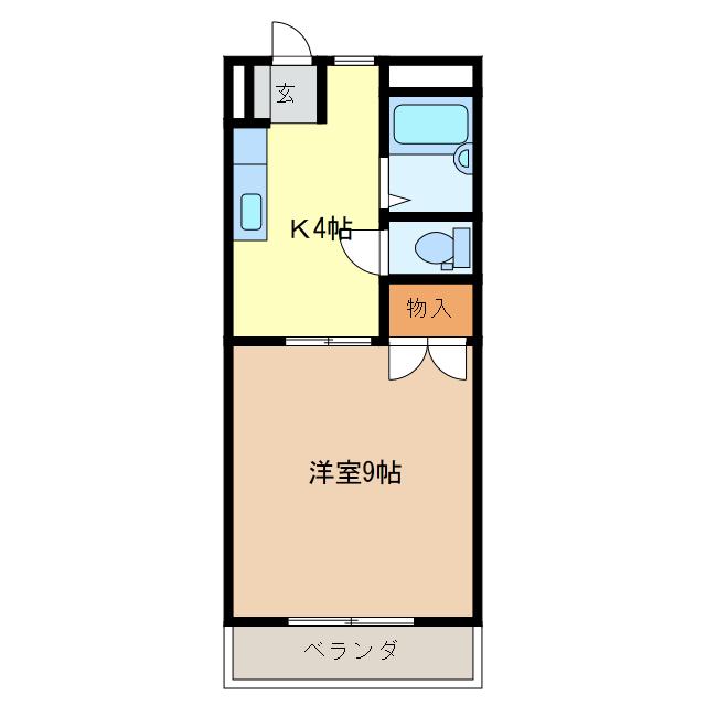 ハイムINパルC(1K/2階)の間取り写真