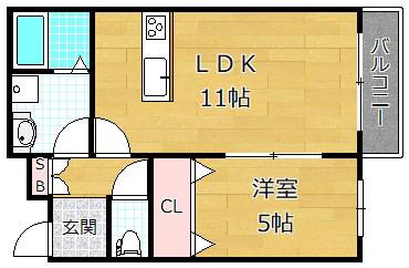 サンライズ侑(1LDK/2階)の間取り写真