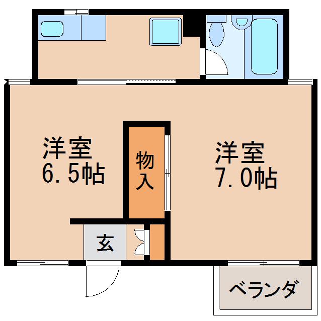 コーポ明和(2K/2階)の間取り写真