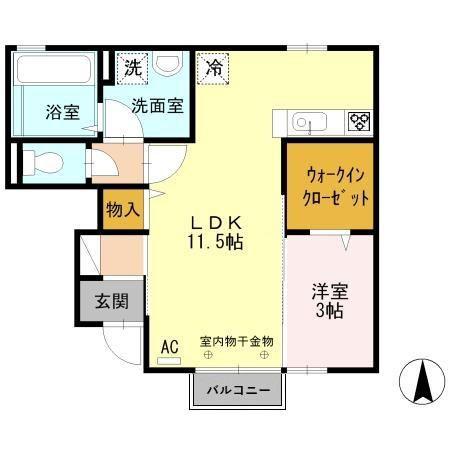 WITNANA(1LDK/1階)の間取り写真