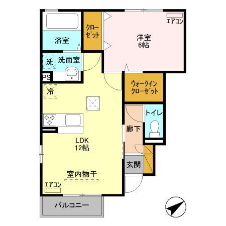 ショウ キャッスル(1LDK/1階)の間取り写真