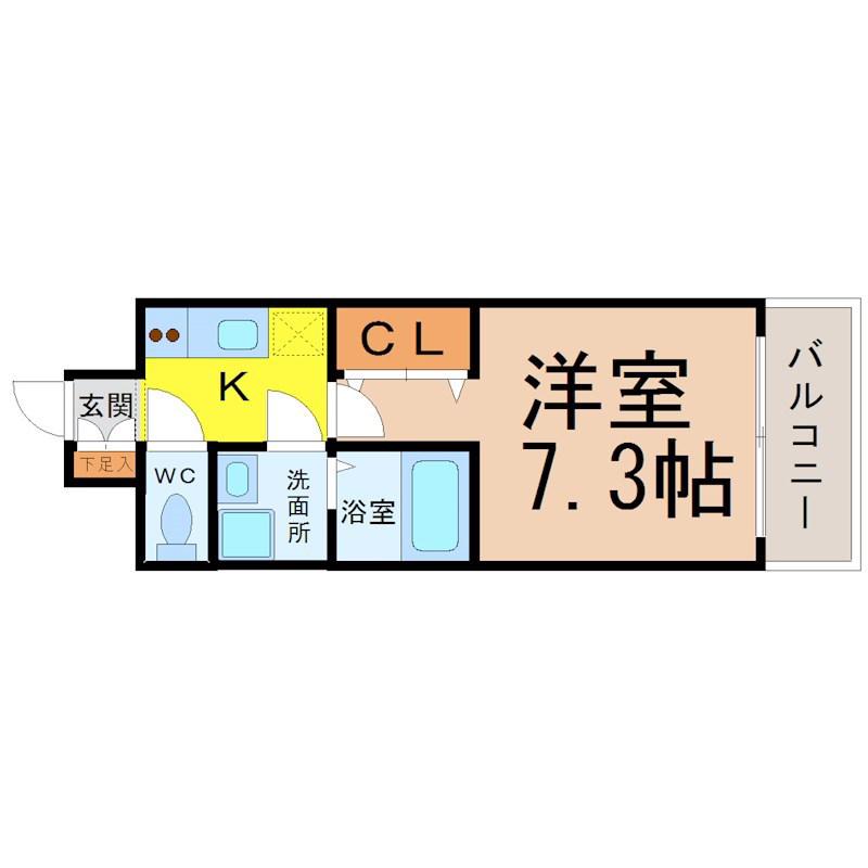 PROPRE(1K/1階)の間取り写真