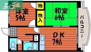 ふぁみーるらぽむ(2DK/2階)の間取り写真