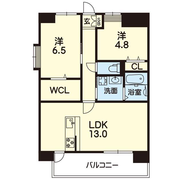 ライズ平成けやき通III(2LDK/4階)の間取り写真