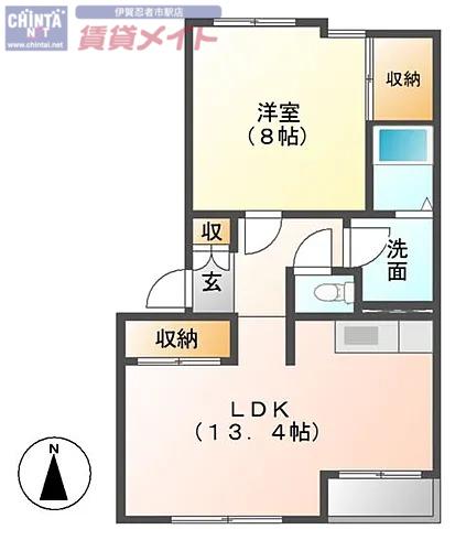 スレイプニール(1LDK/2階)の間取り写真