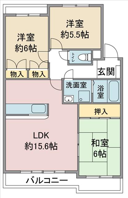 ラ・ファミーユI(3LDK/2階)の間取り写真