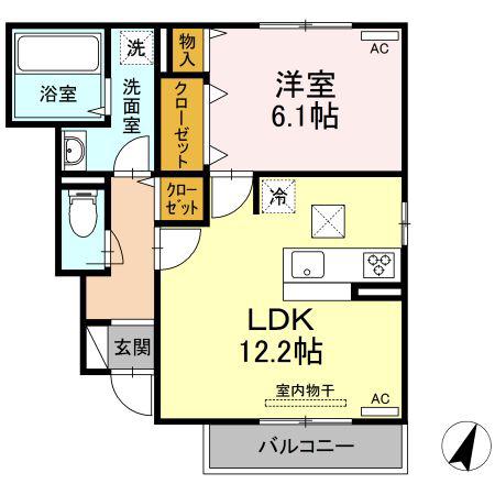 プランドール(1LDK/1階)の間取り写真