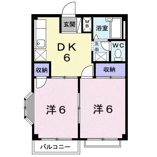 カーサM(2DK/2階)の間取り写真