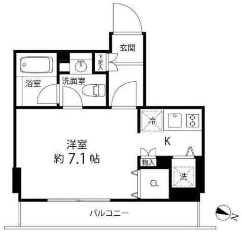 麻布十番レジデンス(ワンルーム/8階)の間取り写真