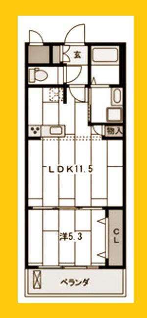 ハイデル二俣川(1LDK/1階)の間取り写真