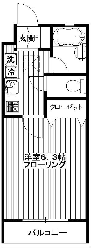 グランベリー初台(1K/1階)の間取り写真