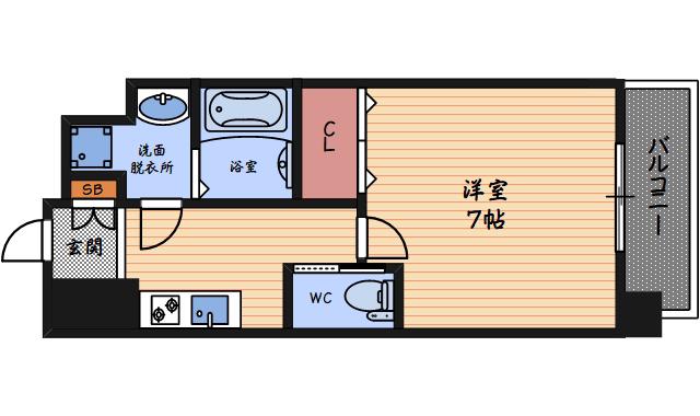 BPRレジデンス福島 (1K/6階)の間取り写真