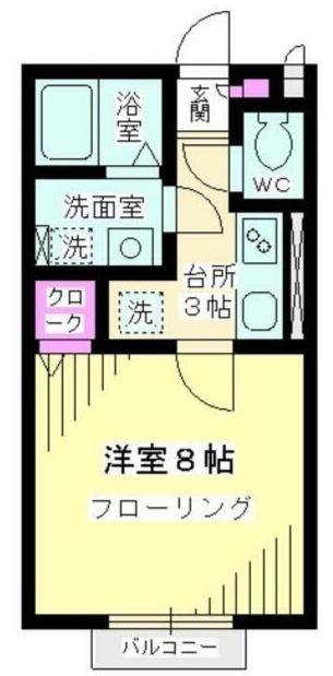 グリーンコート(1K/2階)の間取り写真