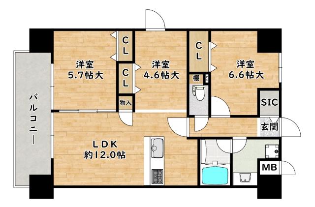 ラフィネール大阪十三(2SLDK/2階)の間取り写真