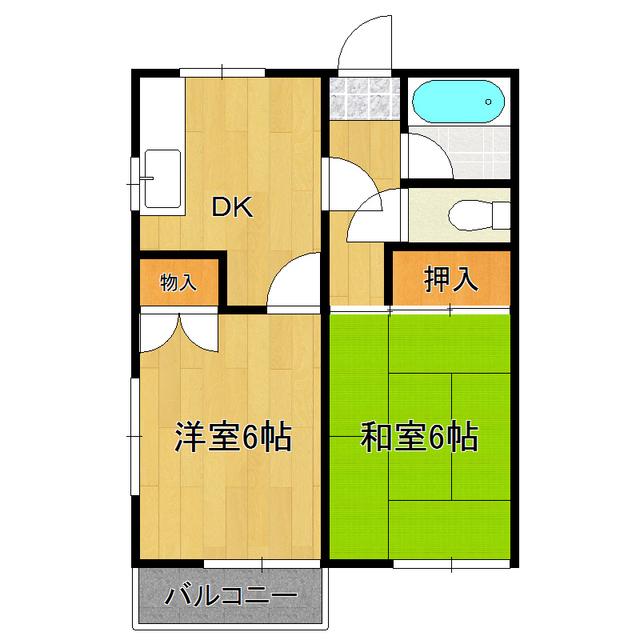 カサ・シャミールB棟(2DK/2階)の間取り写真