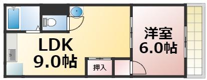 ヴィラナリー東中浜(1LDK/3階)の間取り写真