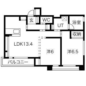 LEGA梅北(2LDK/2階)の間取り写真
