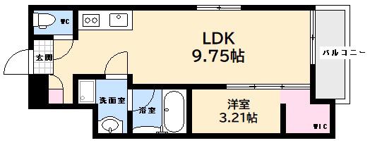 MOVE旭園サウス(1LDK/1階)の間取り写真