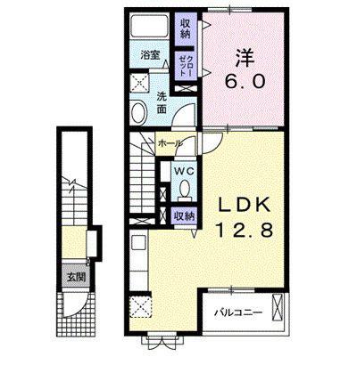 リヴェール(1LDK/2階)の間取り写真