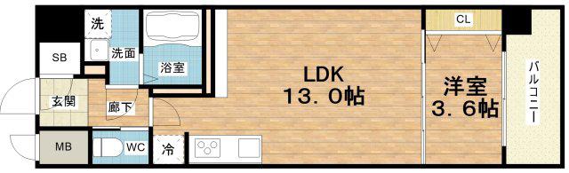 スプランディッド福島ウエスト(1LDK/6階)の間取り写真