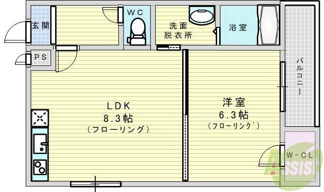 くすのきアパートメントⅡ(1LDK/3階)の間取り写真