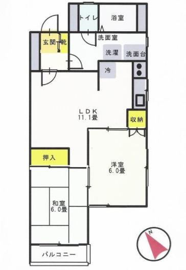 メーサ・くすのき(2LDK/3階)の間取り写真