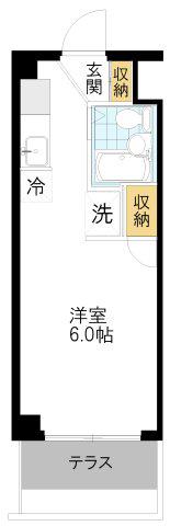 スカイハイツ多摩(ワンルーム/1階)の間取り写真