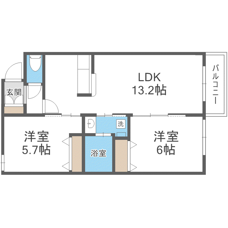 厚別中央3-2MS(2LDK/3階)の間取り写真