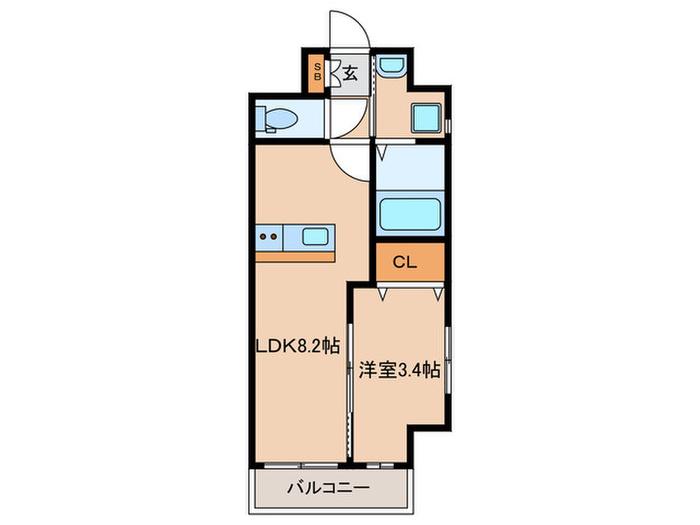 WISTERIA大橋HIRO(1LDK/5階)の間取り写真