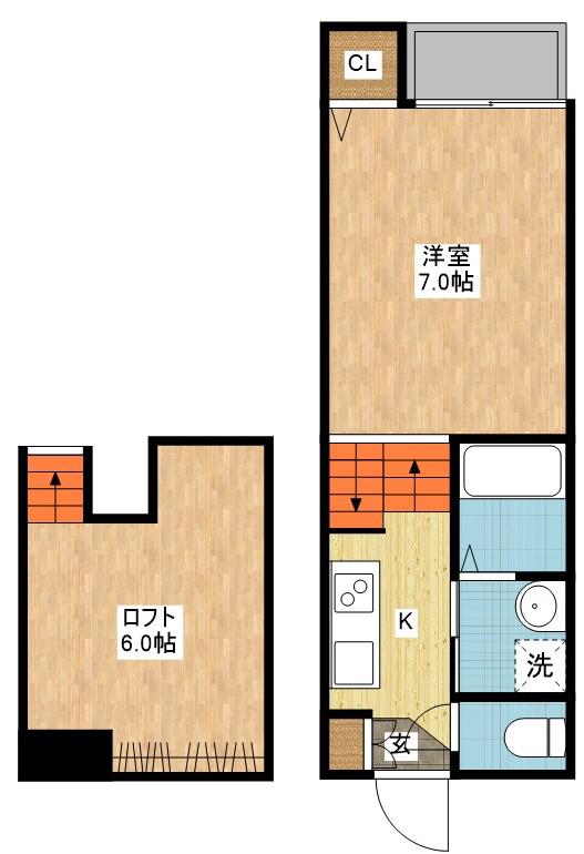 MODERN PALAZZO喜々津SOLEIL(1SK/2階)の間取り写真
