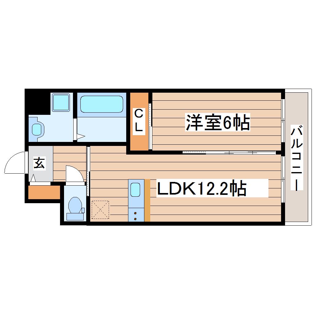 パルメゾン長町(1LDK/10階)の間取り写真