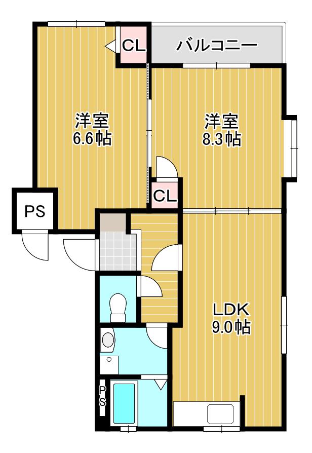 ナーセリー清水(2LDK/3階)の間取り写真