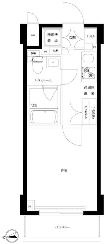 ルーブル川崎七番館(1K/7階)の間取り写真