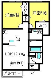 コートプラセール A(2LDK/1階)の間取り写真