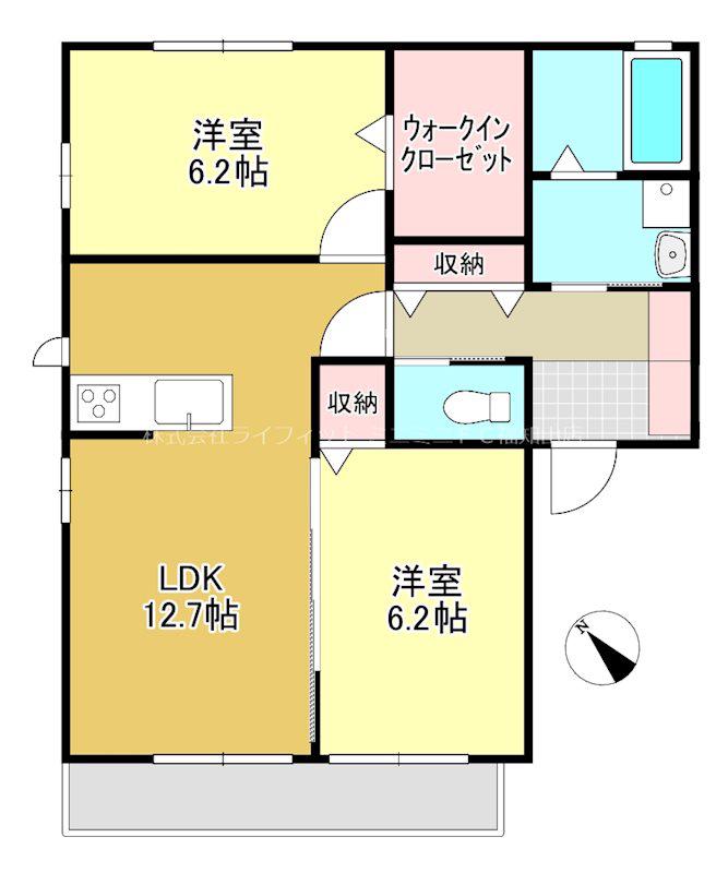 メルヴェイユA(2LDK/1階)の間取り写真