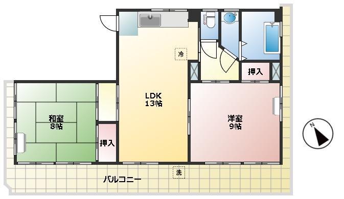 池上アパート401(2LDK/4階)の間取り写真