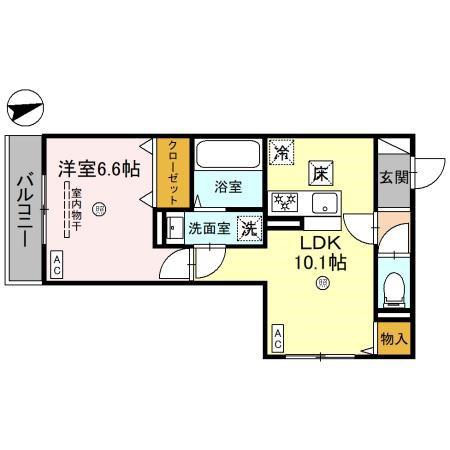 ユーフォリア(1LDK/1階)の間取り写真