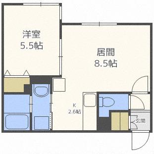 苅谷 北31(1LDK/2階)の間取り写真