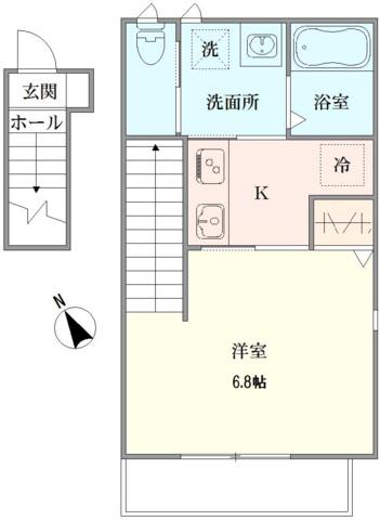 フィシオ桜上水 A棟(1K/2階)の間取り写真