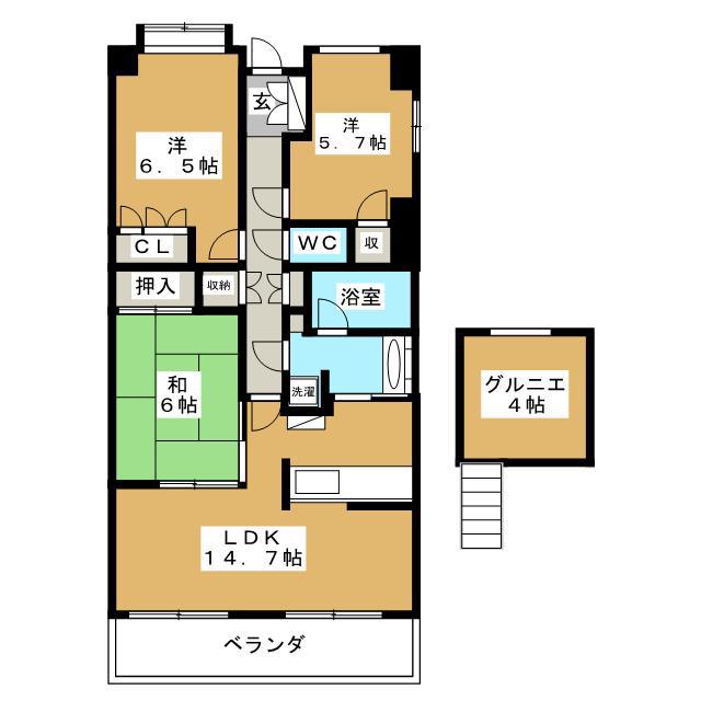 メイツ新横浜(3LDK/14階)の間取り写真
