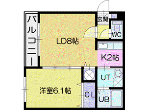 ボーンビルド(1LDK/4階)の間取り写真