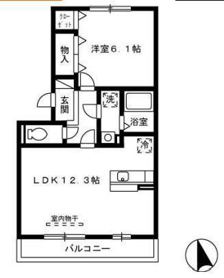 NSBLANCA棟(1LDK/2階)の間取り写真